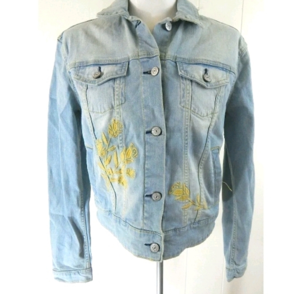 Lularoe Floral Embroidered Denim Jacket